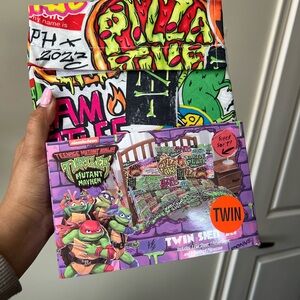 Teenage Mutant Ninja Turtles Twin Sheet Set - Graphic Pizza Print